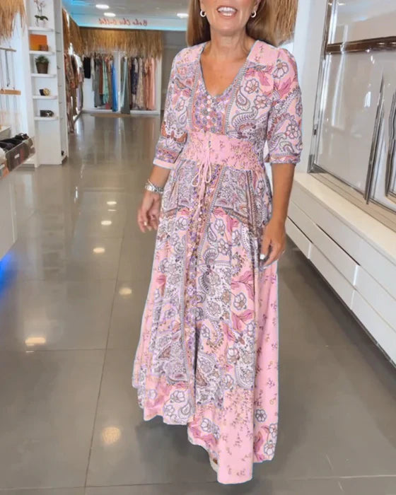 Nuria™ Vestido de fiesta con escote en V y mangas 3/4