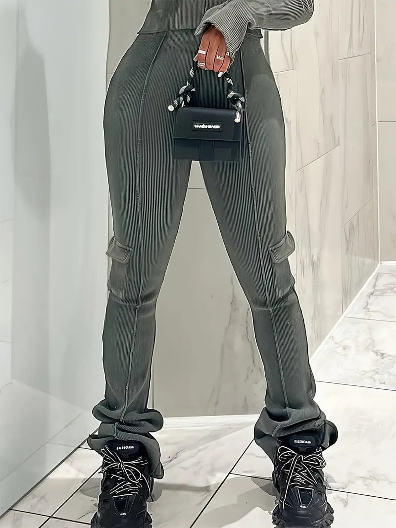 Elegantes pantalones de talle alto Paulina - Look casual de canalé para cualquier ocasión