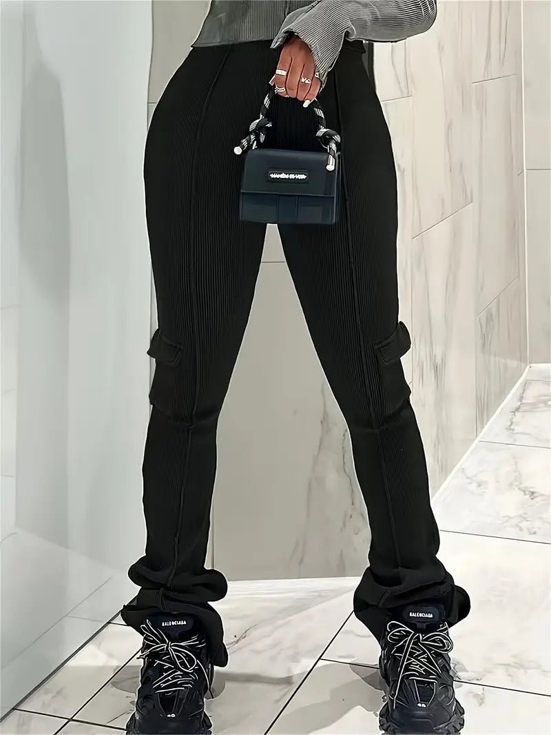 Elegantes pantalones de talle alto Paulina - Look casual de canalé para cualquier ocasión