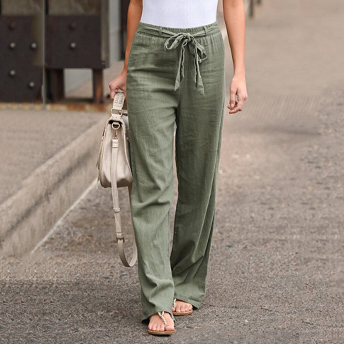 Elegantes pantalones de lino para mujer al estilo florentino