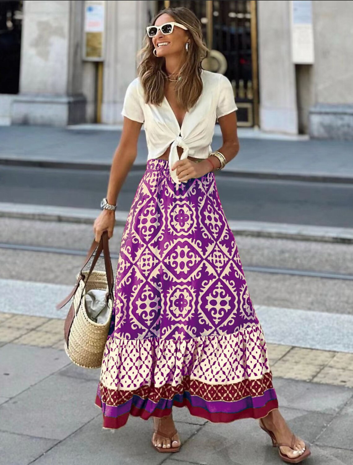 Falda maxi estampada