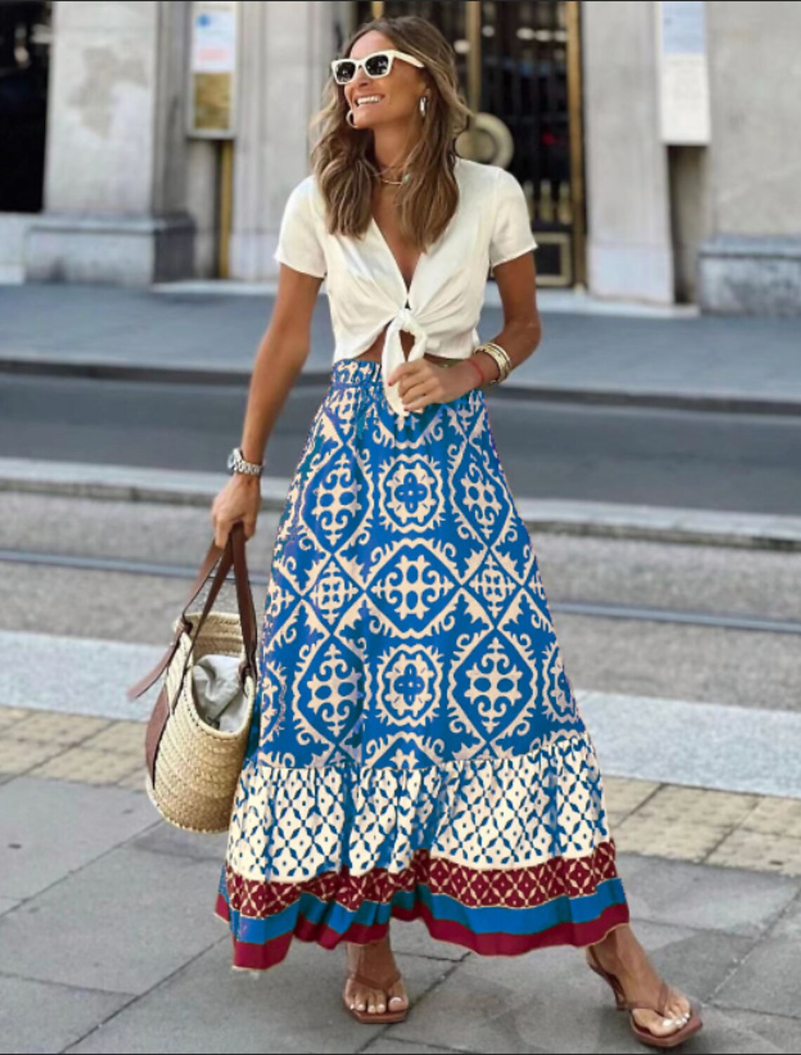 Falda maxi estampada