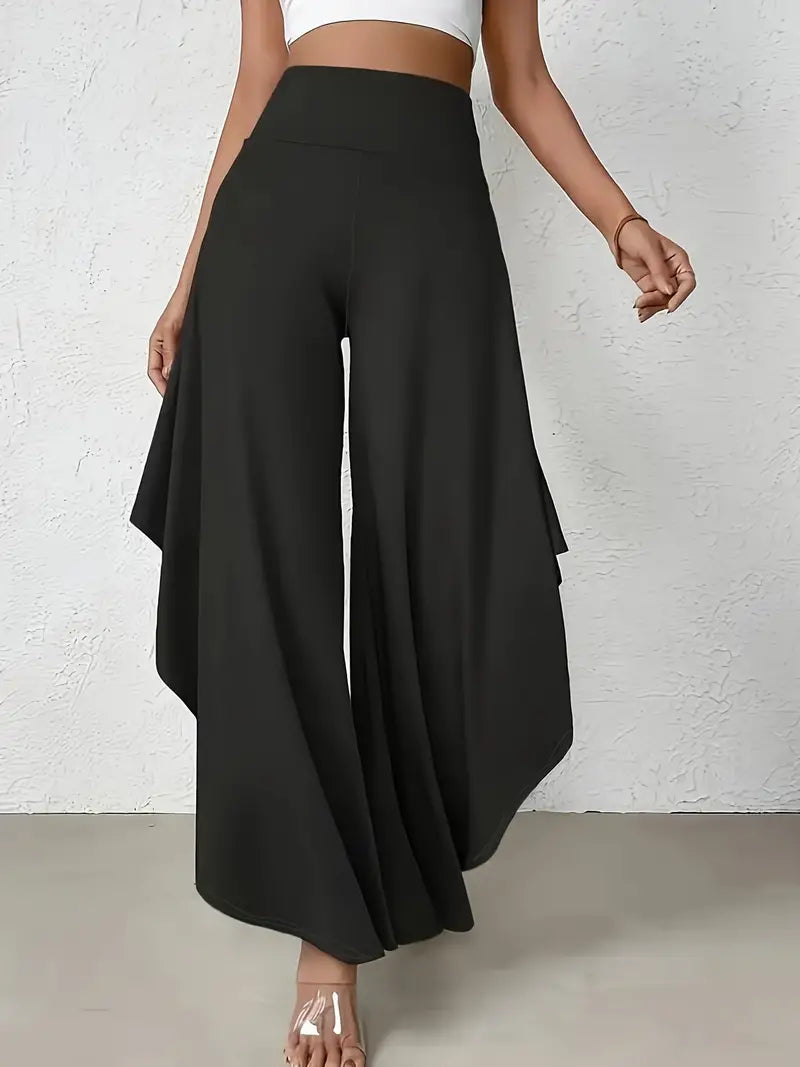 Ingrid - Pantalones de moda con elegantes perneras anchas y dobladillo asimétrico