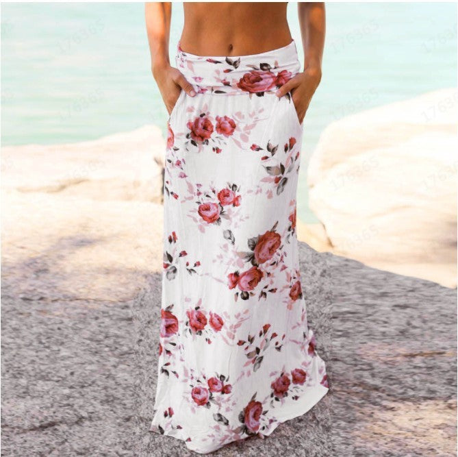 Paulina- Maxifalda floral de talle alto