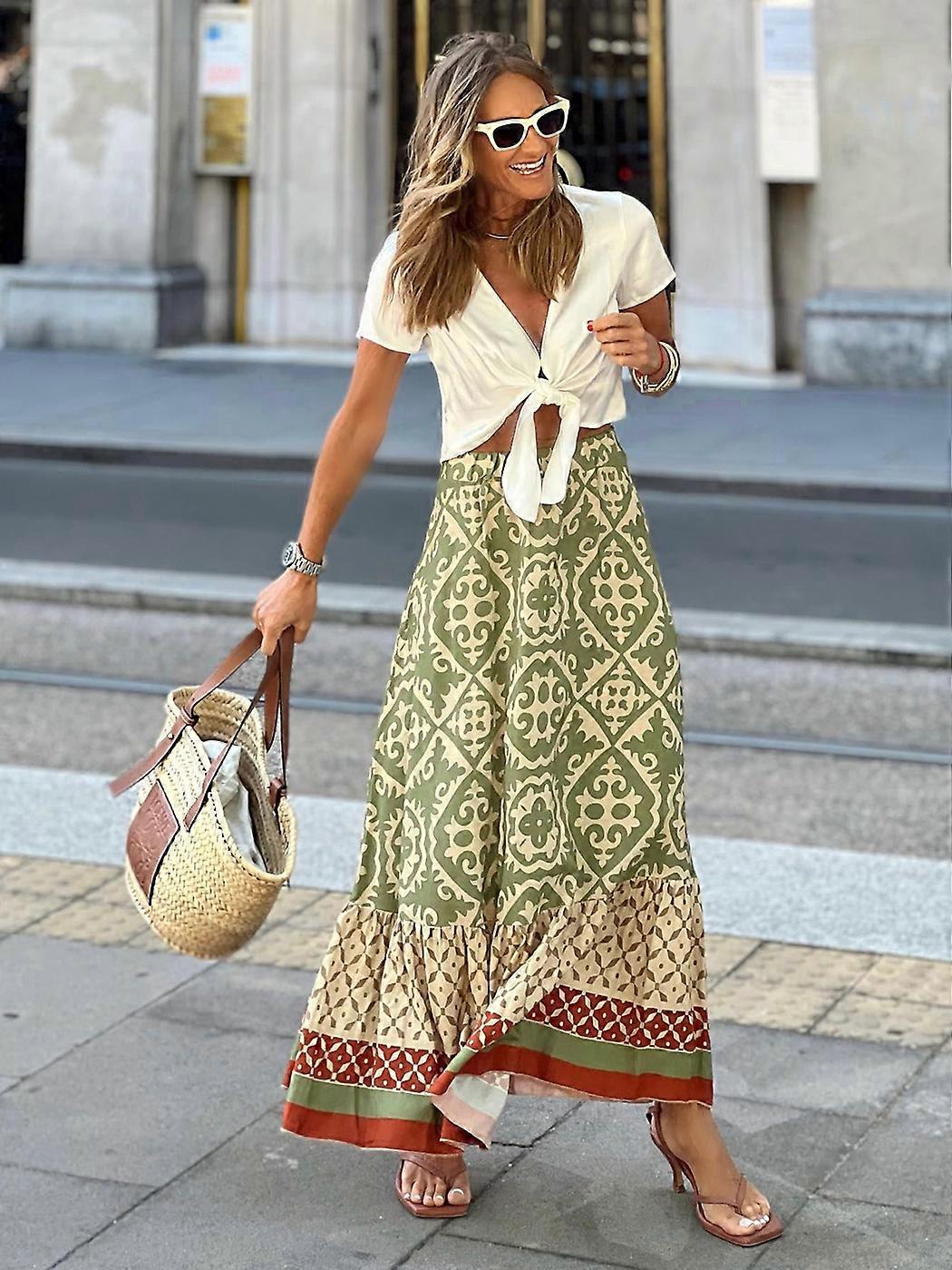 Falda maxi estampada
