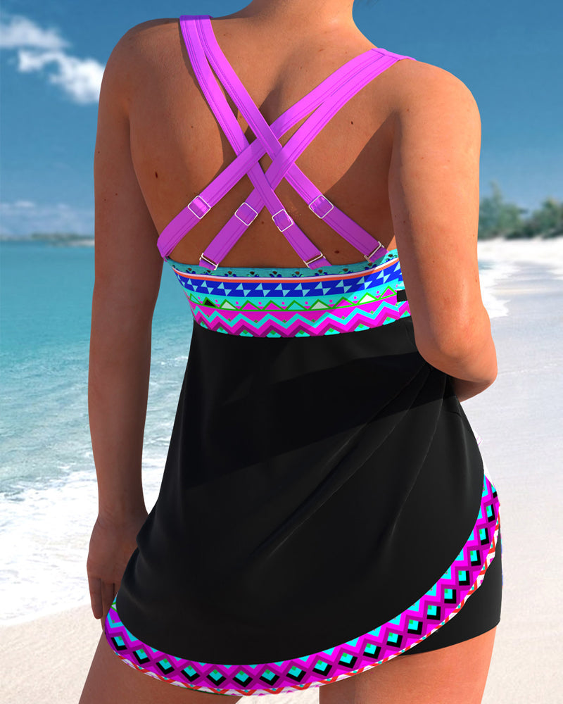 Eliza | Traje de Baño con Cierre de Cordones y Diseño Rayado
