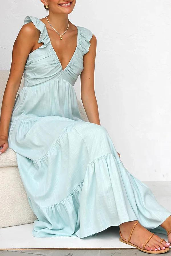 Ana - Vestido Largo Elegante Con Cuello En V