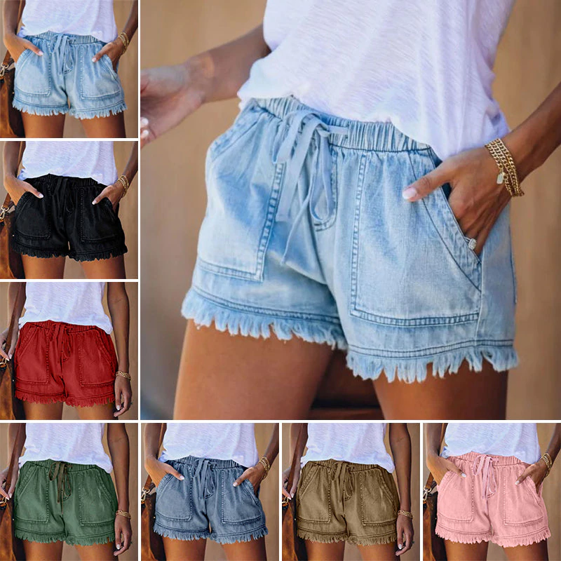 Liza - Pantalones cortos vaqueros de cintura alta de moda para mujer para un verano con estilo