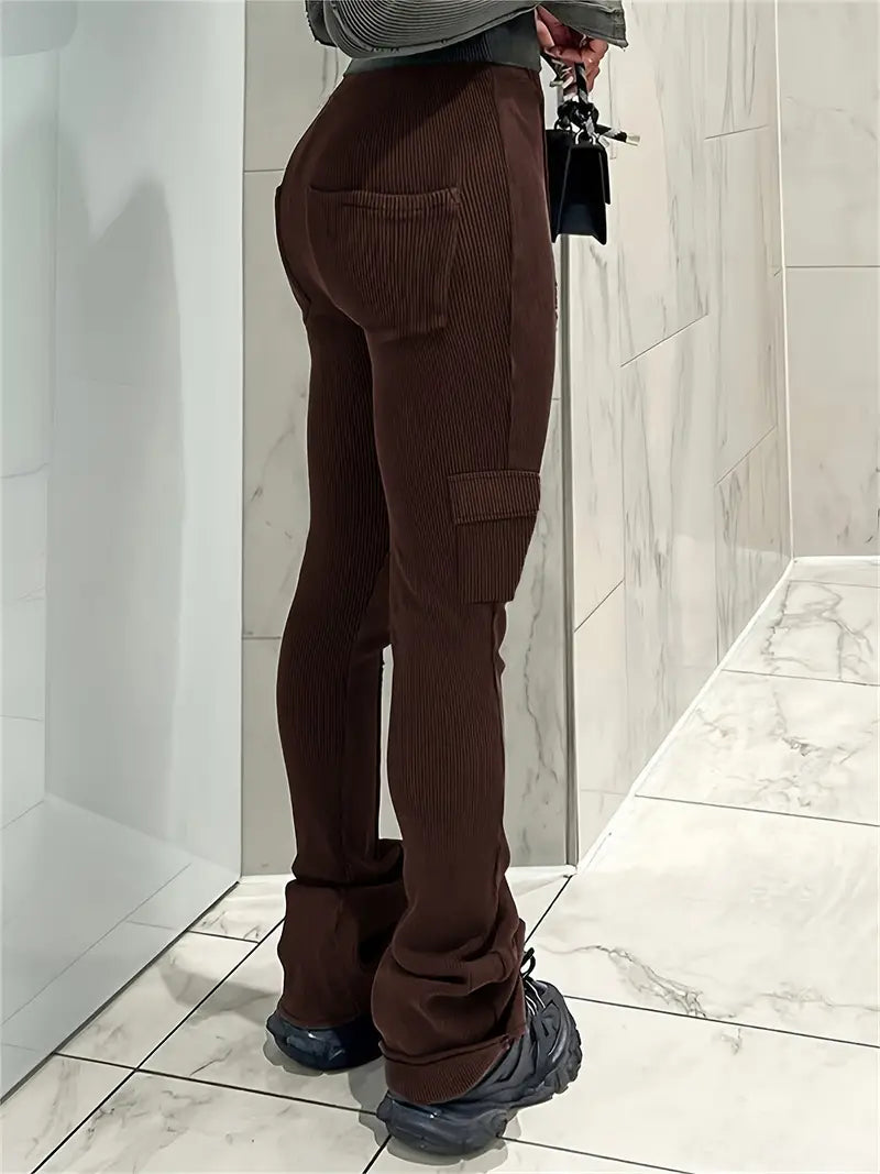 Elegantes pantalones de talle alto Paulina - Look casual de canalé para cualquier ocasión