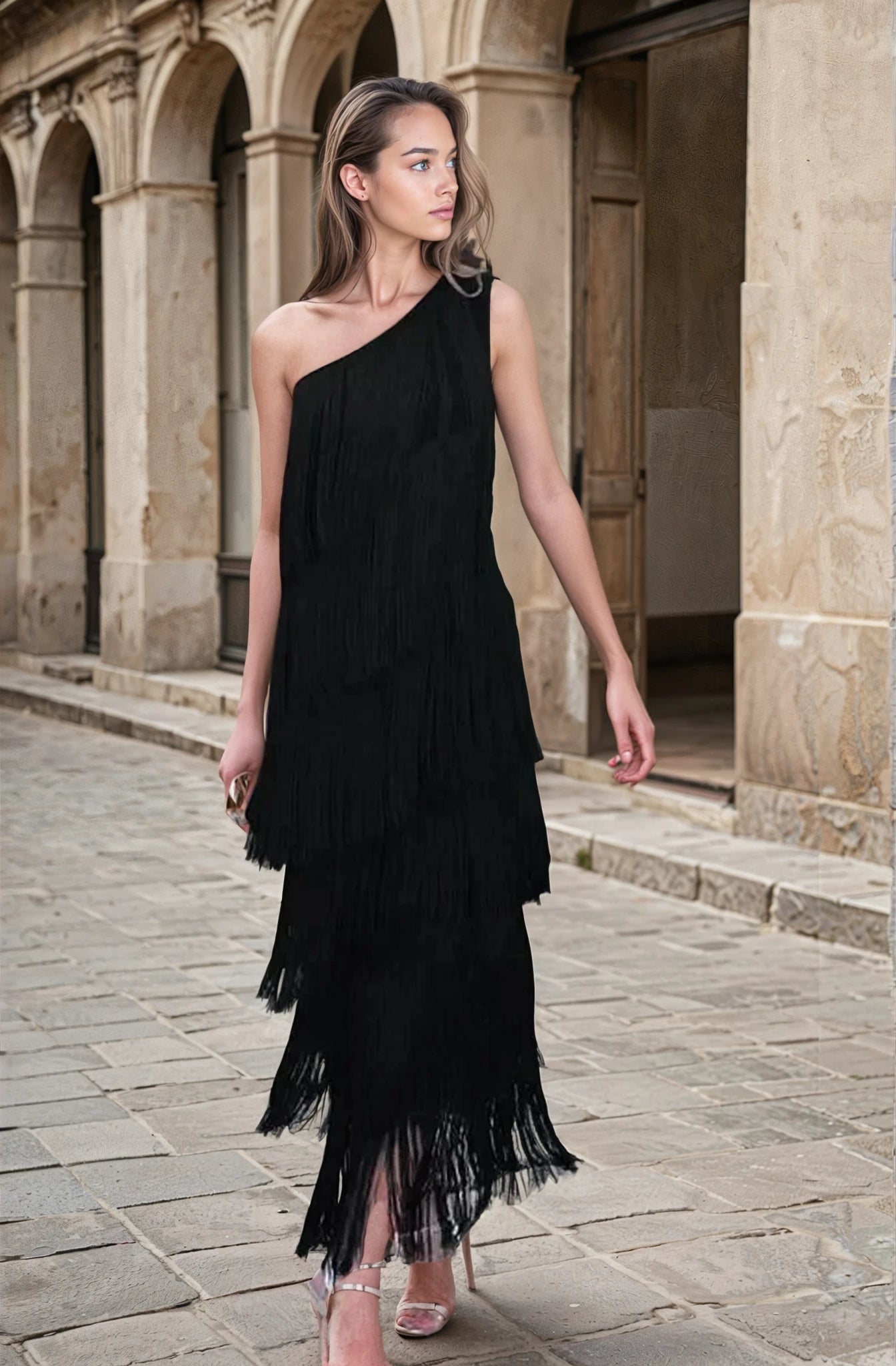 Laura | Vestido largo con flecos