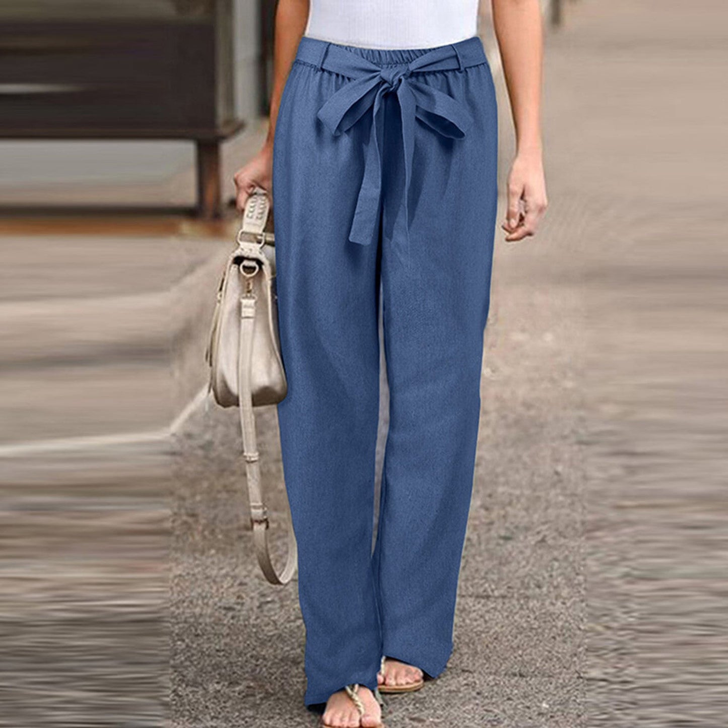 Elegantes pantalones de lino para mujer al estilo florentino