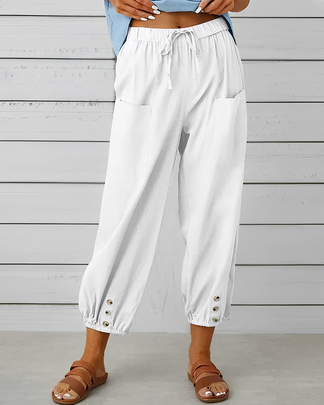Elegantes pantalones anchos de cintura alta - MAYA