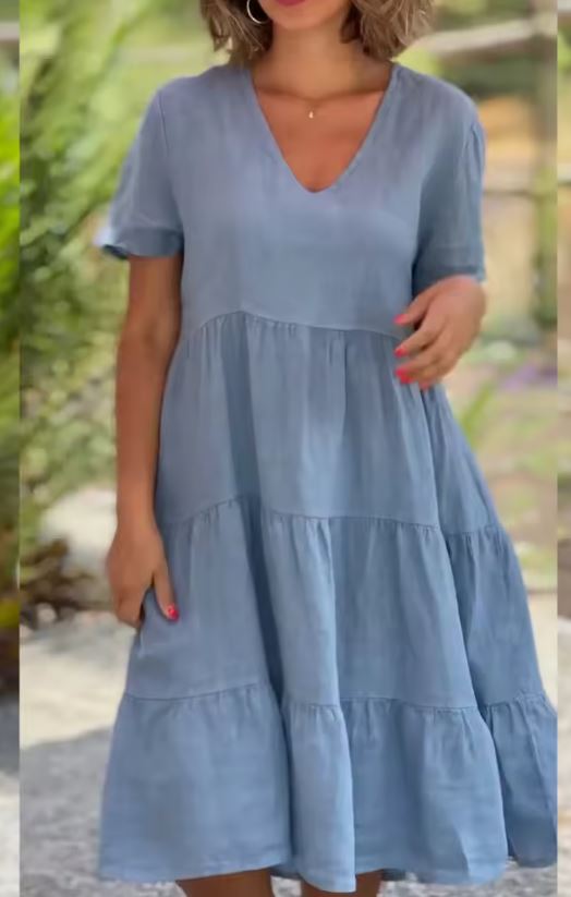 Gloria | Vestido informal de lino y algodón para mujer