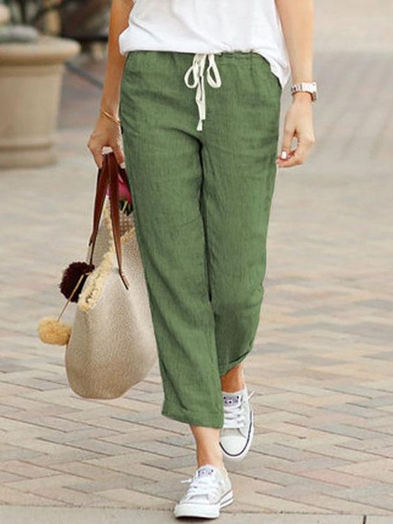 Ayleen - Cómodos pantalones de algodón con cordón de moda