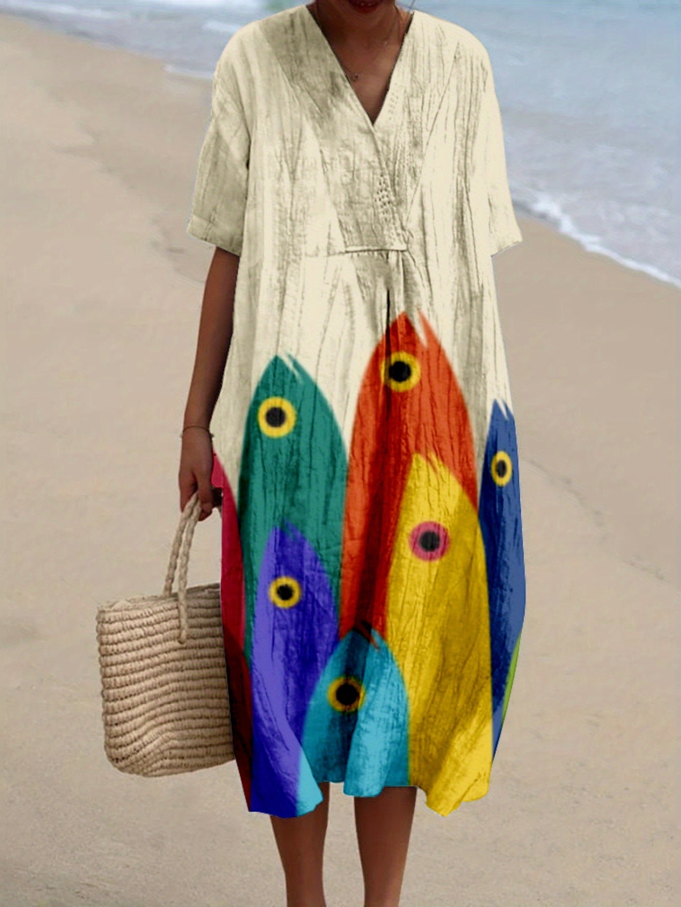 Jimena|Vestido con estampado multicolor