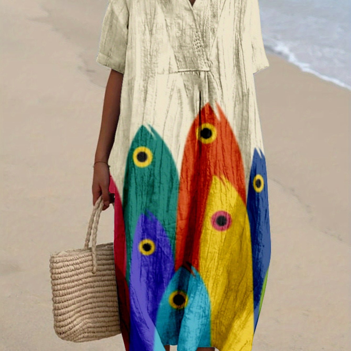 Jimena|Vestido con estampado multicolor