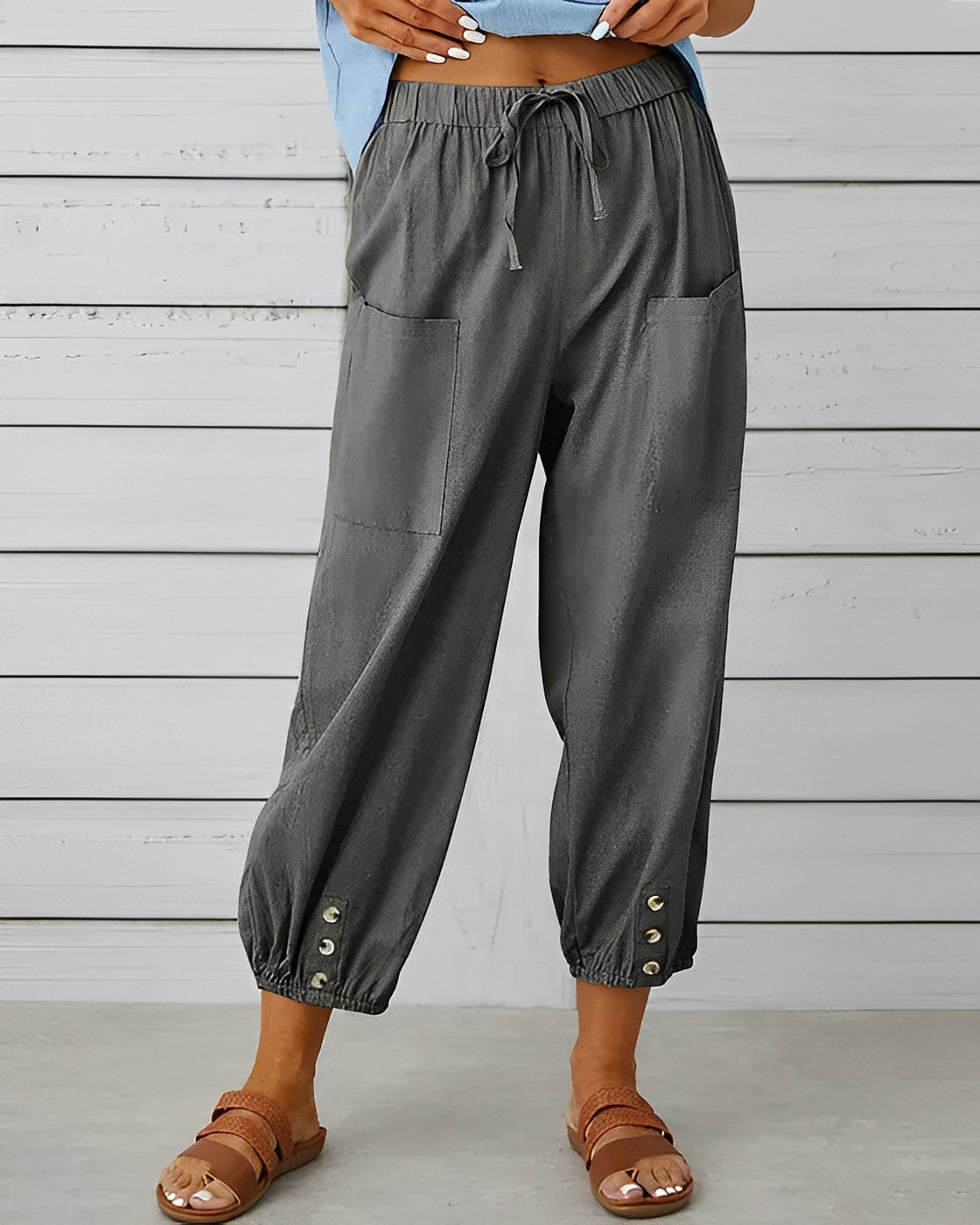 Elegantes pantalones anchos de cintura alta - MAYA