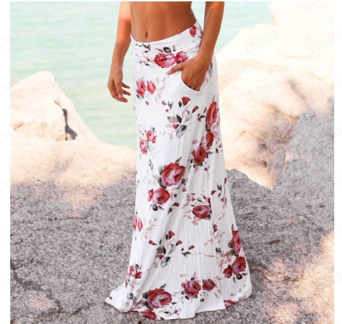 Paulina- Maxifalda floral de talle alto