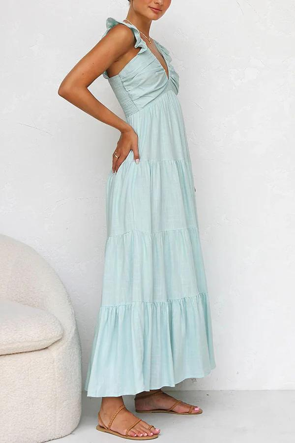 Ana - Vestido Largo Elegante Con Cuello En V
