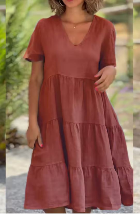 Gloria | Vestido informal de lino y algodón para mujer