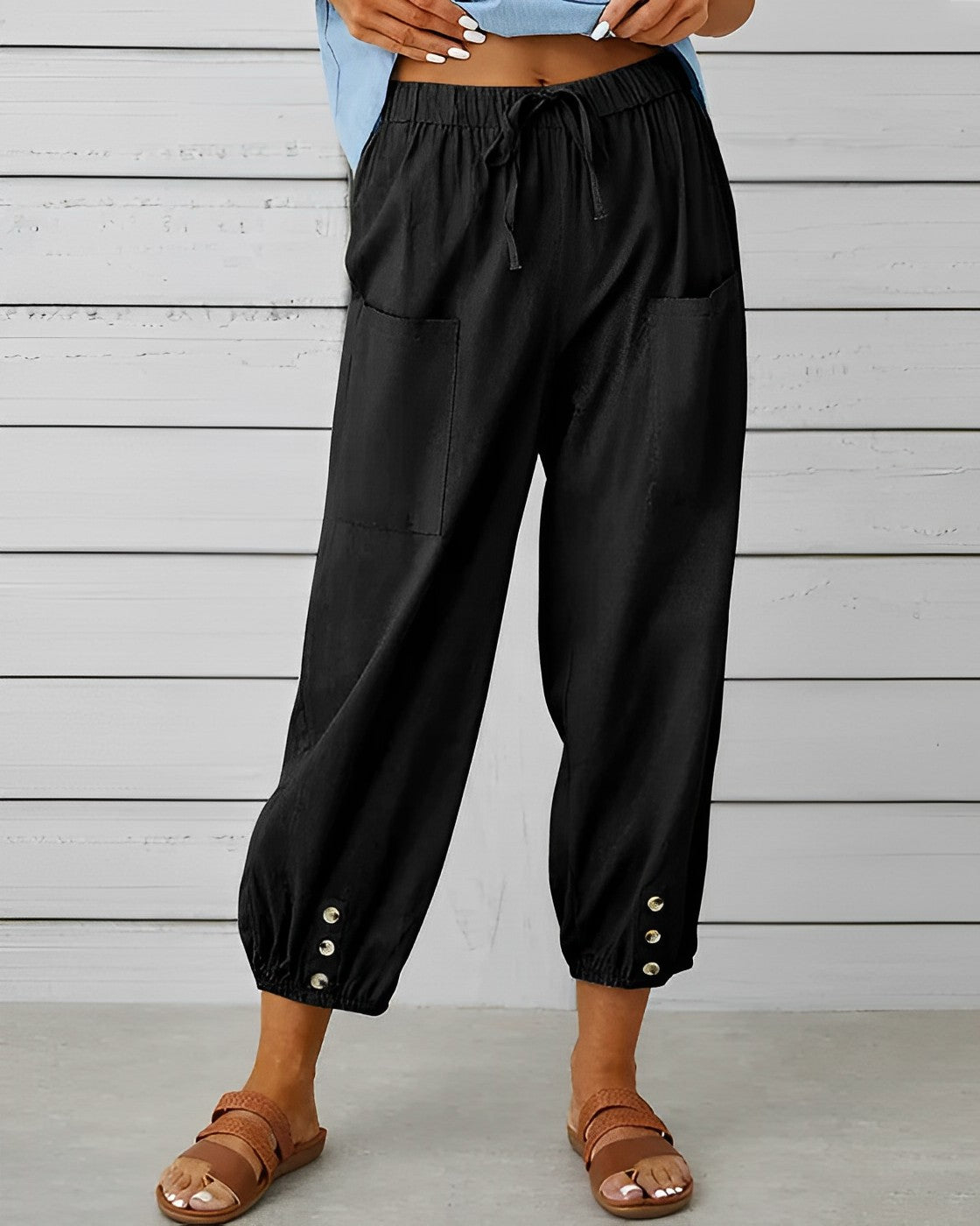 Elegantes pantalones anchos de cintura alta - MAYA