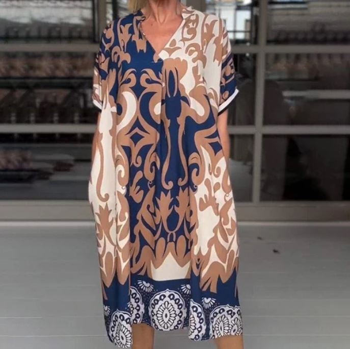 Cintia | Vestido midi holgado con escote en V