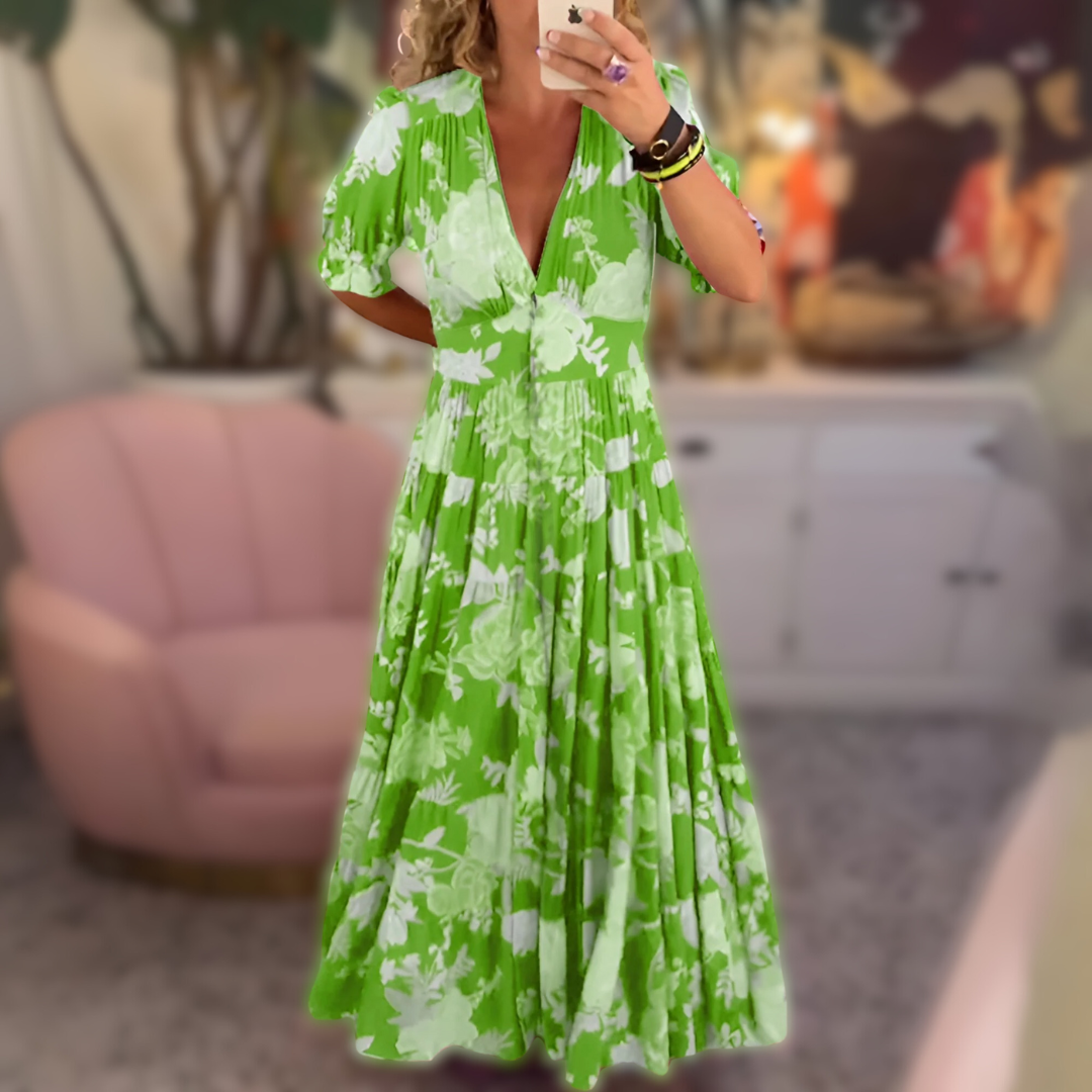 Natalia | Vestido Con Bolsillos Y Estampado Floral