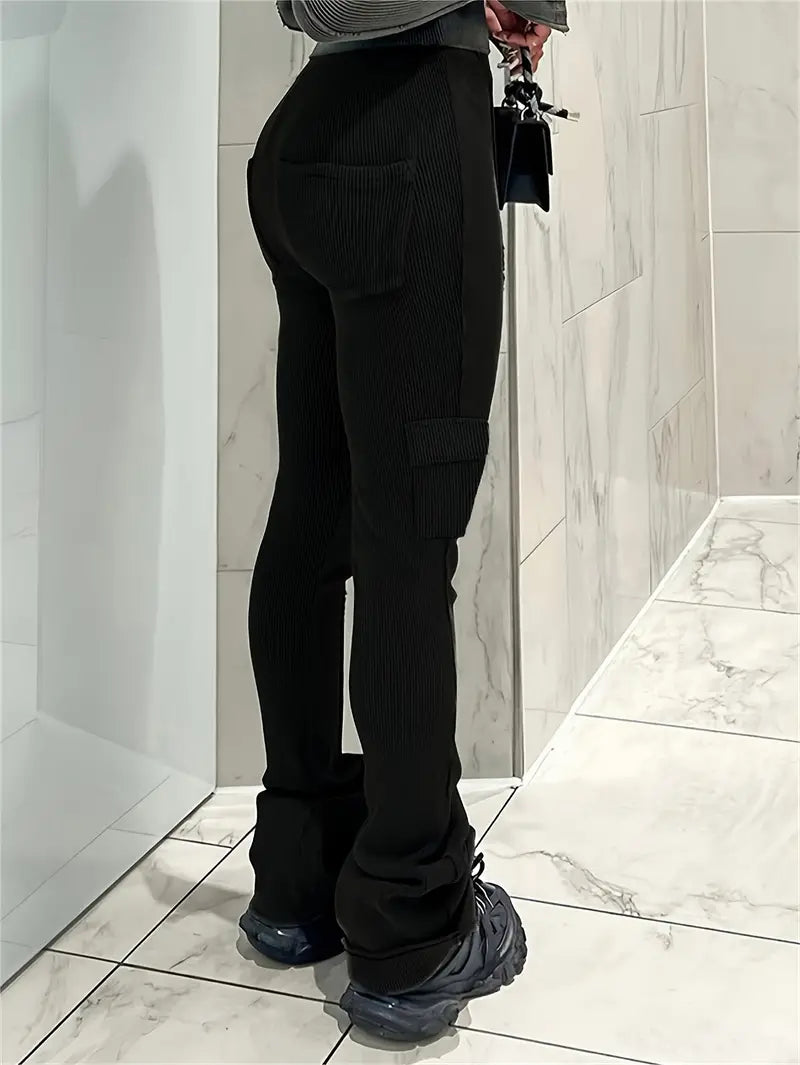 Elegantes pantalones de talle alto Paulina - Look casual de canalé para cualquier ocasión