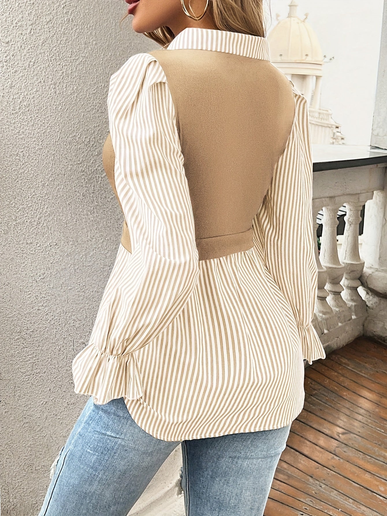 Olivia - Elegante blusa de rayas para mujer a la moda de primavera y otoño