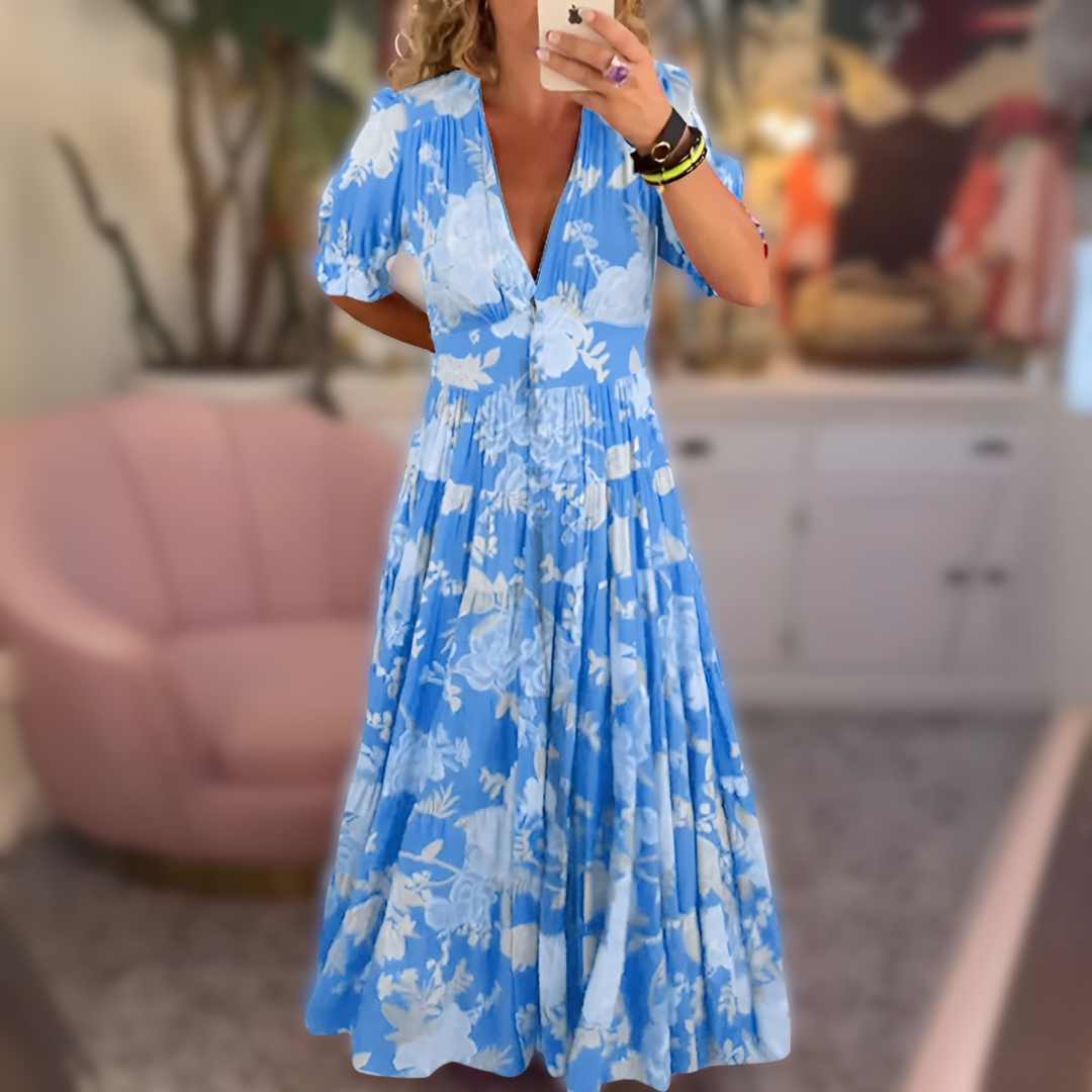 Natalia | Vestido Con Bolsillos Y Estampado Floral