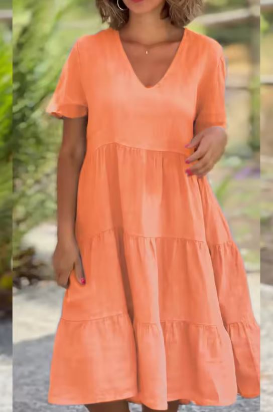 Gloria | Vestido informal de lino y algodón para mujer