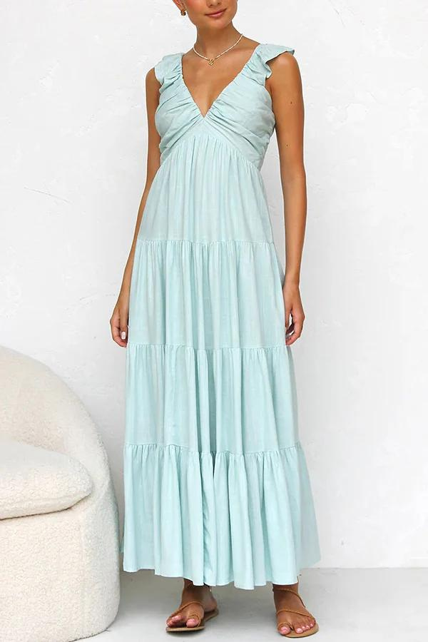 Ana - Vestido Largo Elegante Con Cuello En V