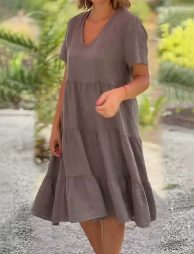 Gloria | Vestido informal de lino y algodón para mujer