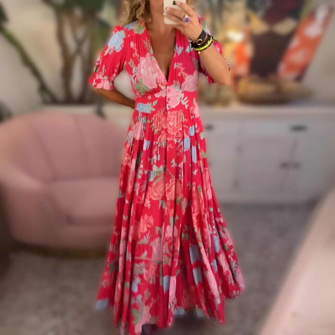 Natalia | Vestido Con Bolsillos Y Estampado Floral