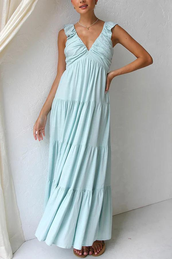 Ana - Vestido Largo Elegante Con Cuello En V