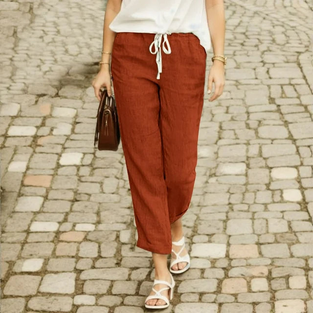 Ayleen - Cómodos pantalones de algodón con cordón de moda