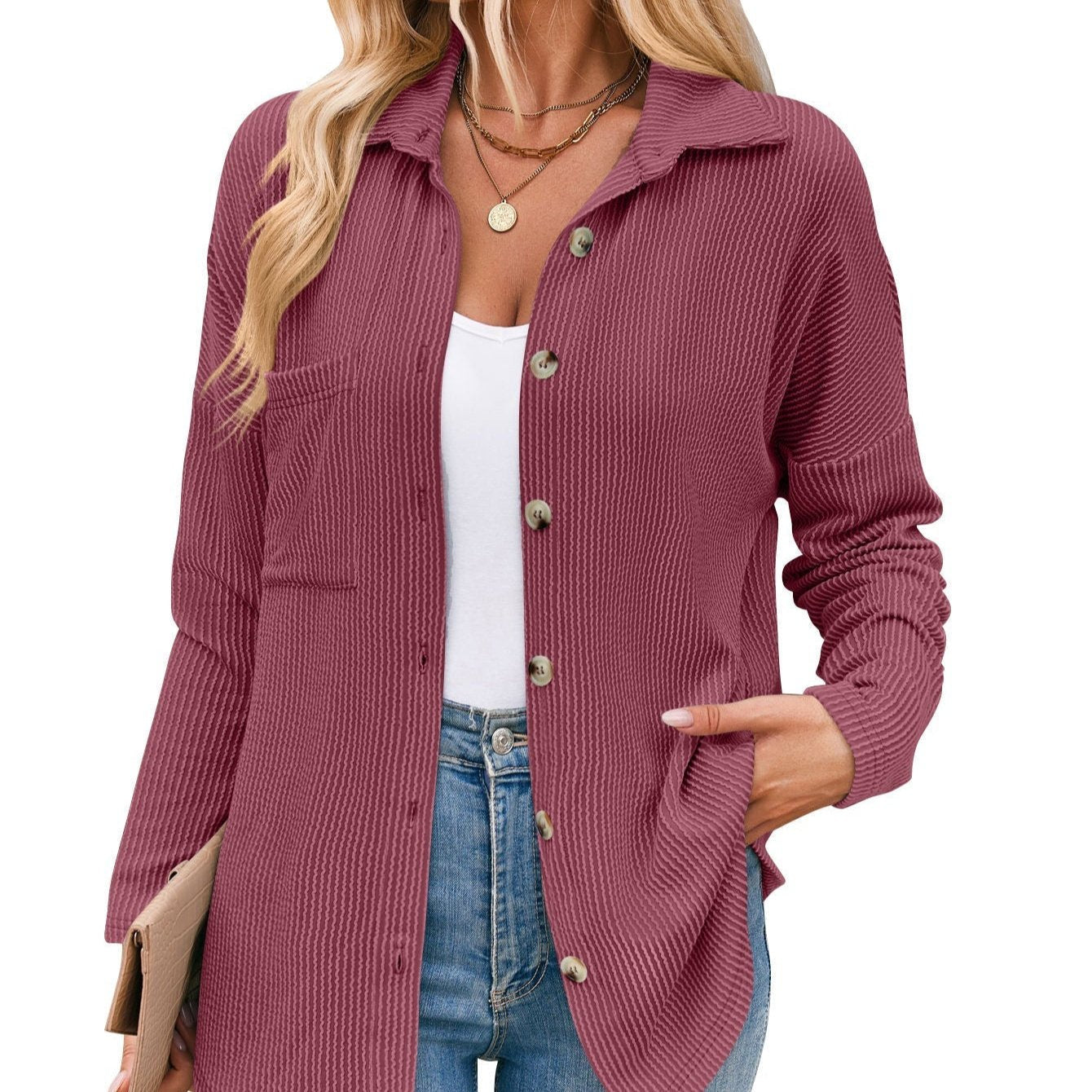 Aria - Elegante blusa otoñal de rayas y manga larga para mujer