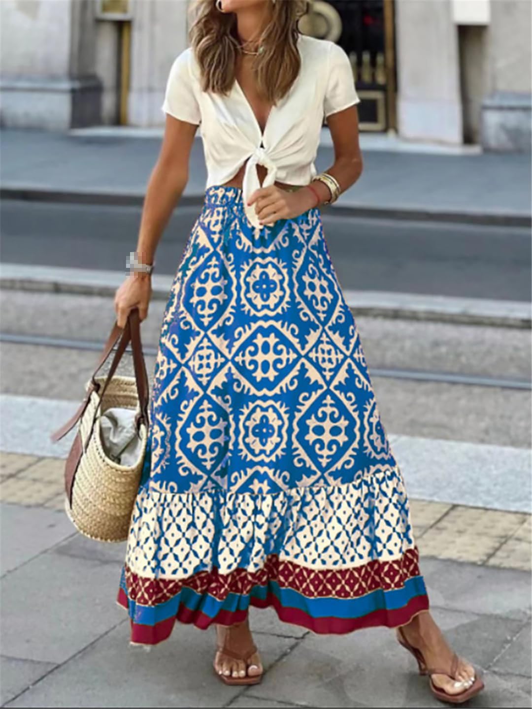 Falda maxi estampada