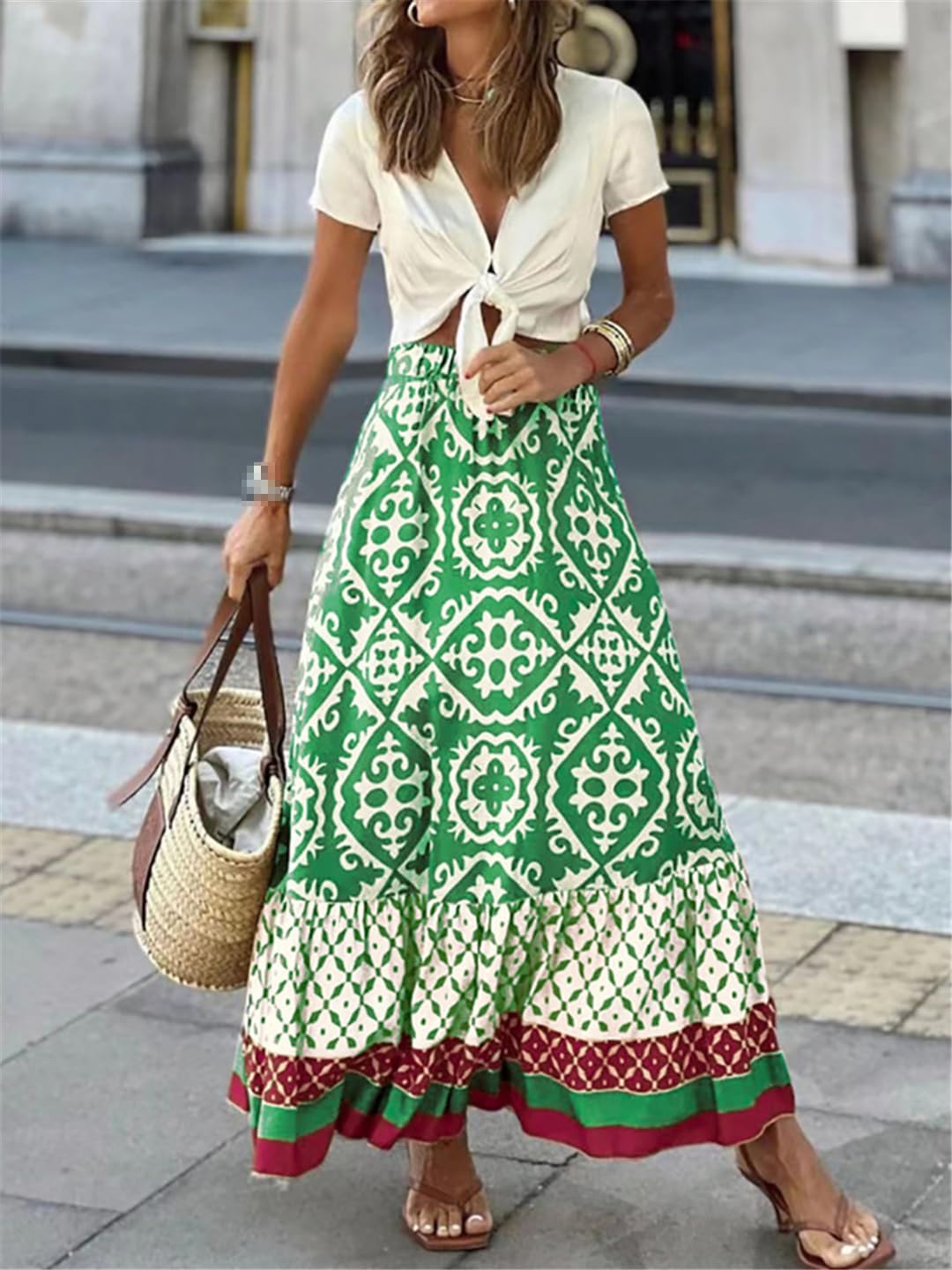 Falda maxi estampada