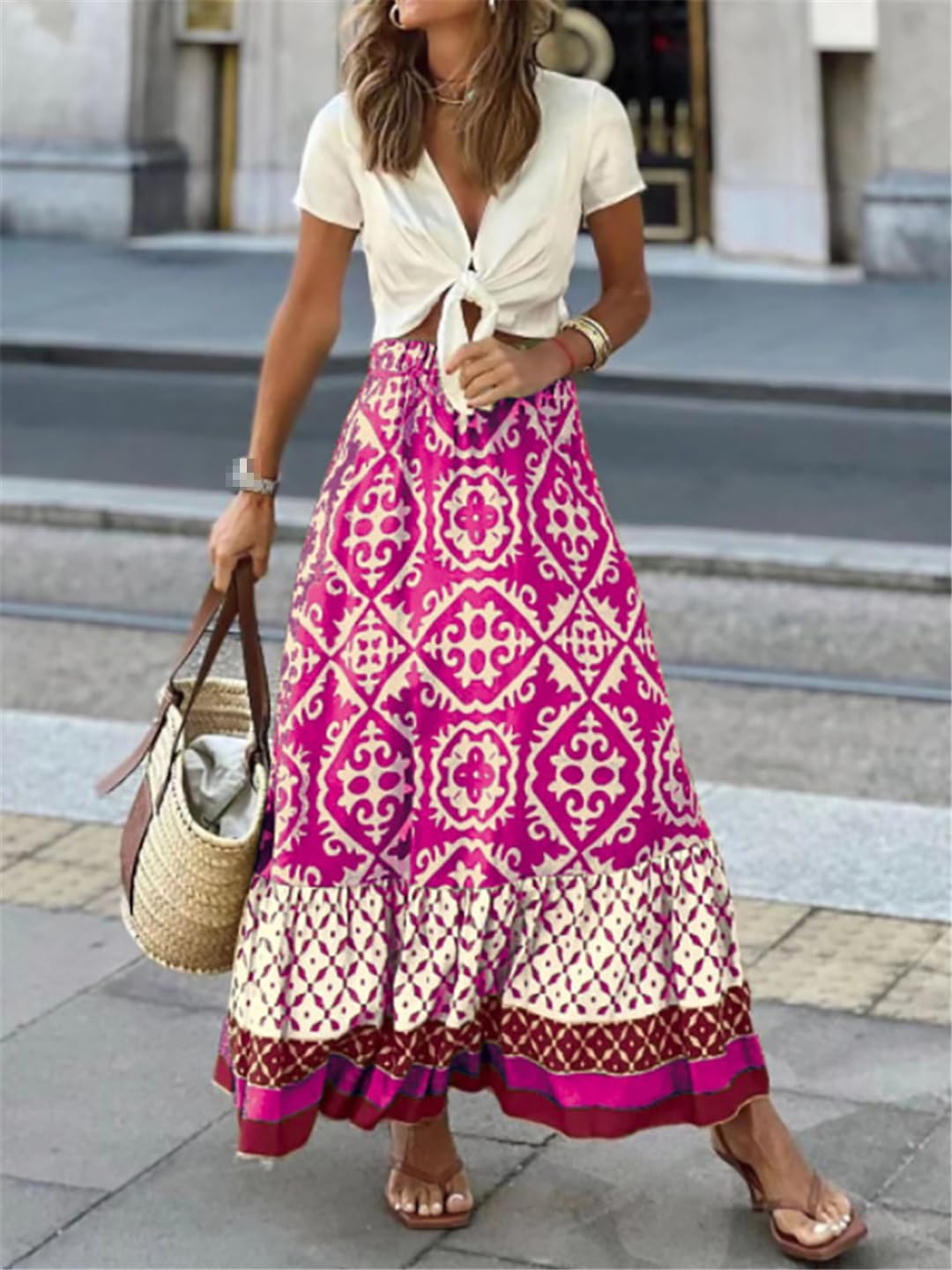 Falda maxi estampada
