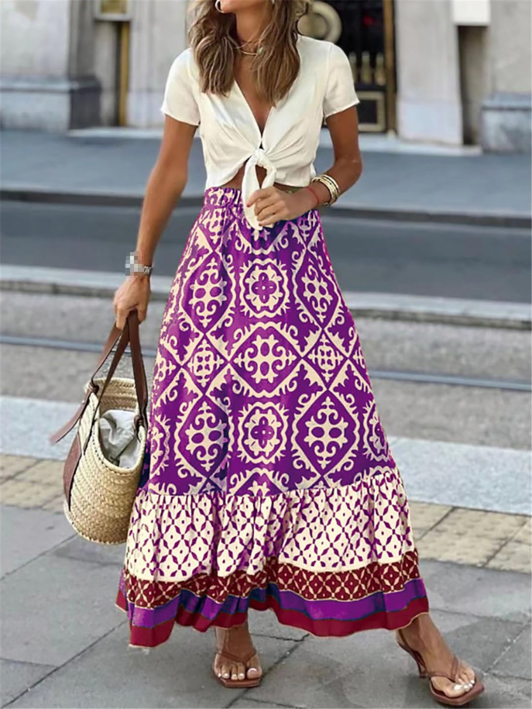 Falda maxi estampada