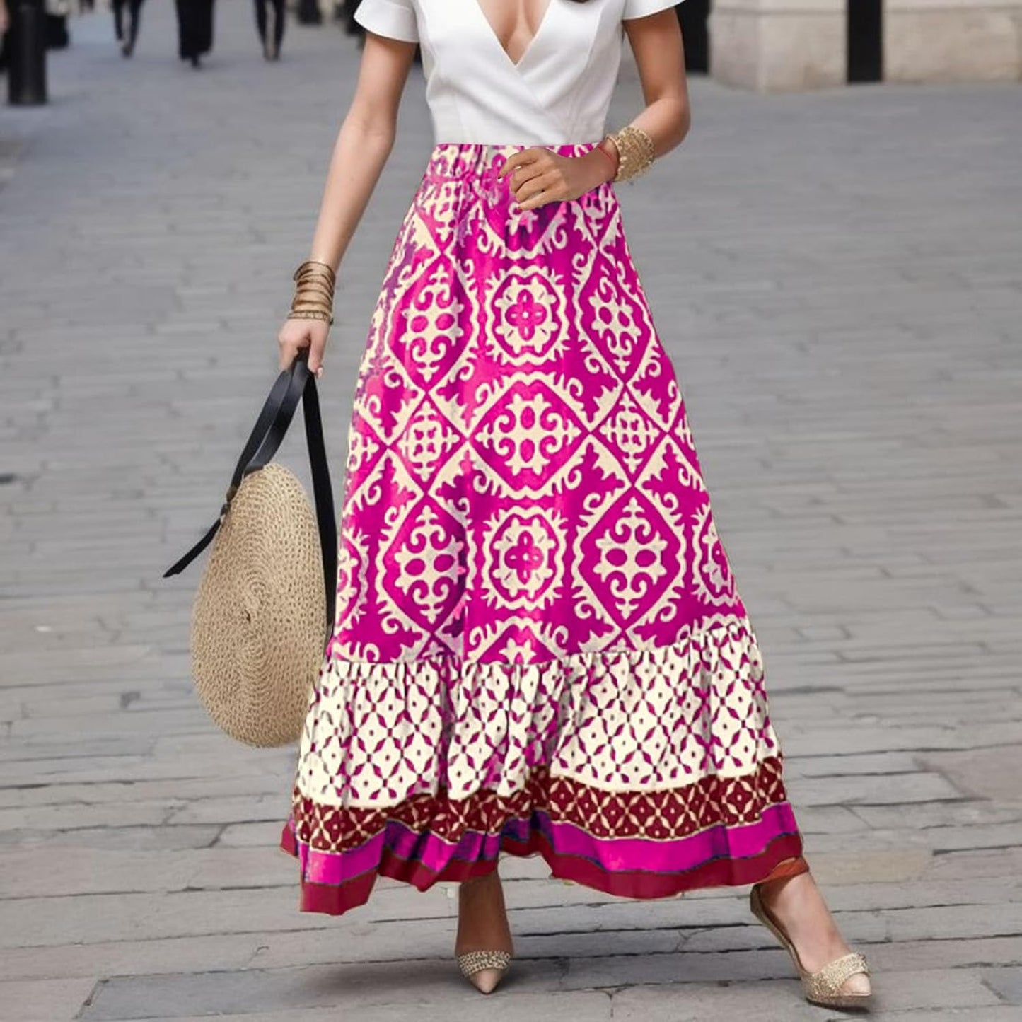 Falda maxi estampada