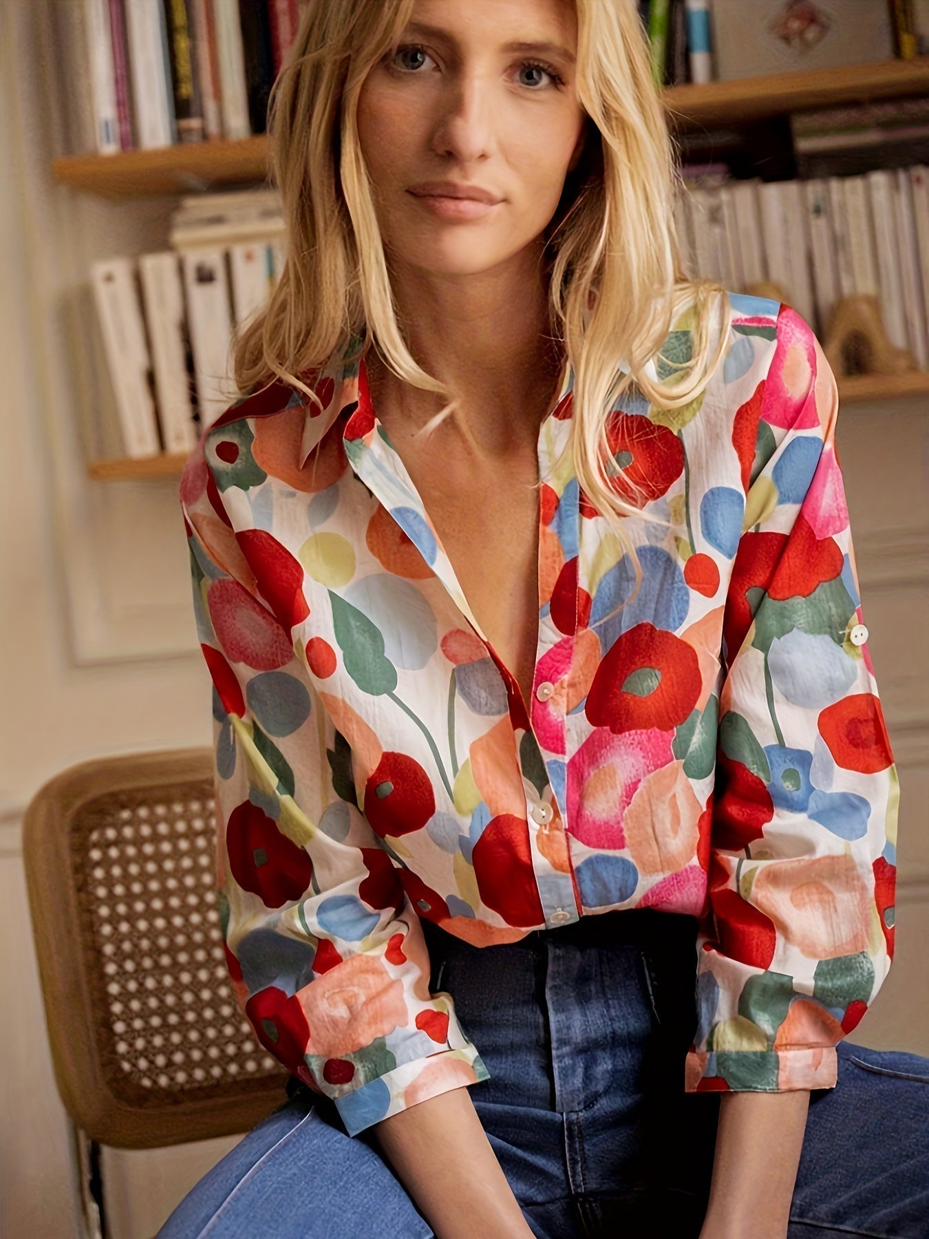 Blusa floral vibrante para mujer - Colección Riley
