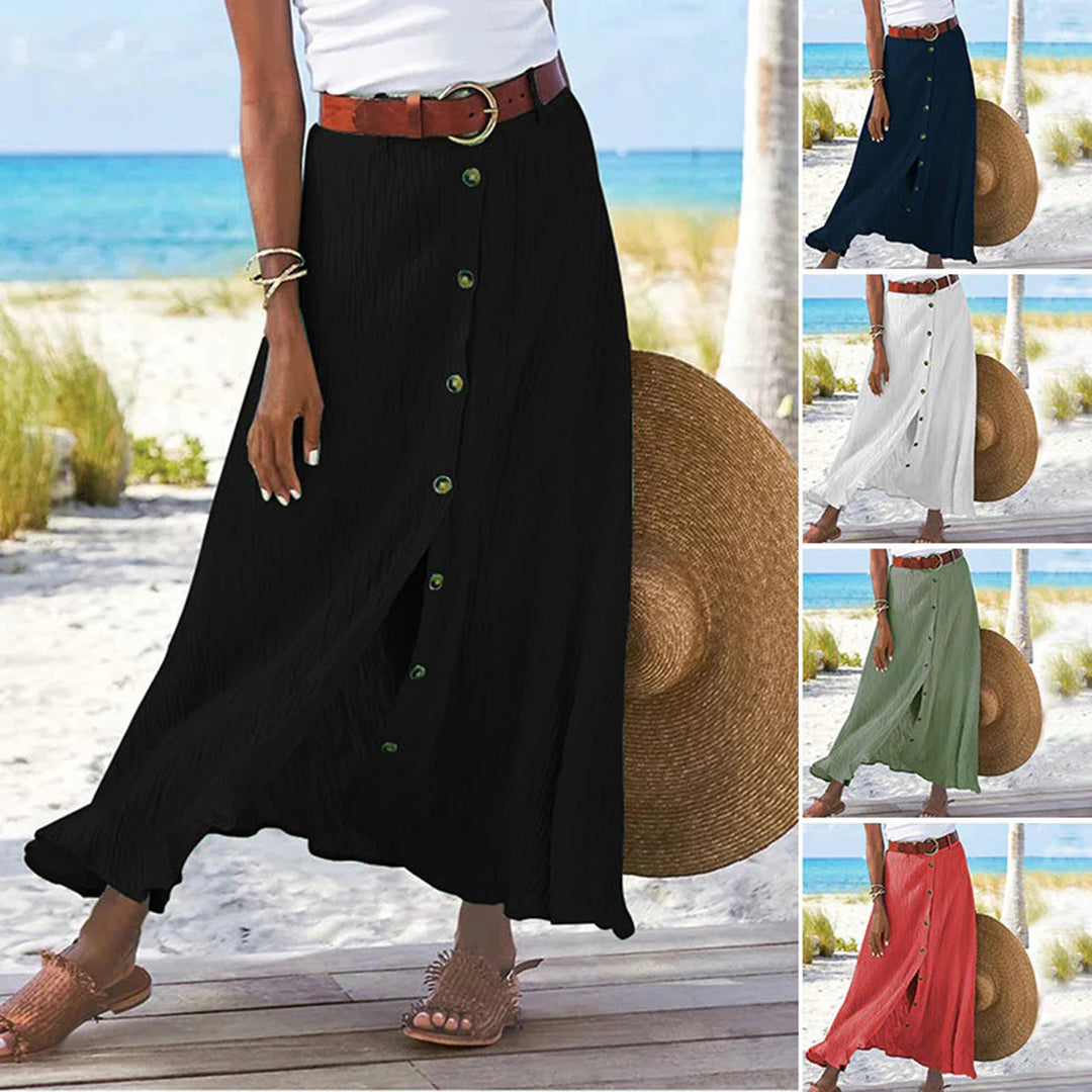 LEXIE - Elegante falda maxi con detalle de botones delanteros