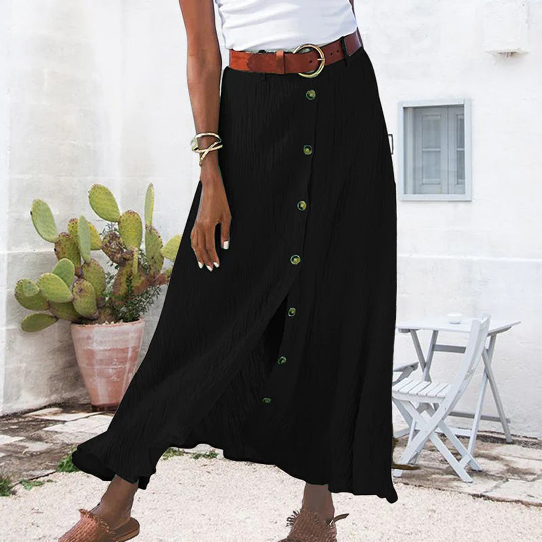 LEXIE - Elegante falda maxi con detalle de botones delanteros