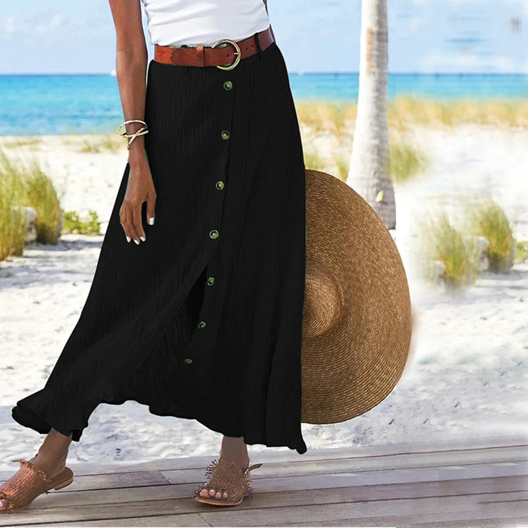 LEXIE - Elegante falda maxi con detalle de botones delanteros