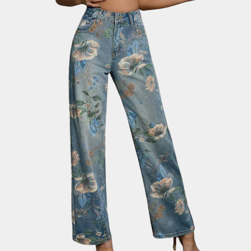 Asenka - Femeninos vaqueros con parches florales para un look juguetón