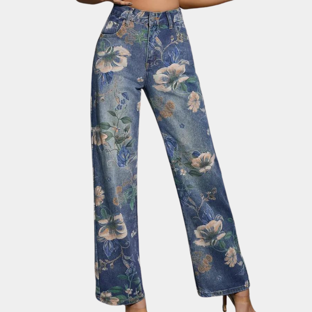 Asenka - Femeninos vaqueros con parches florales para un look juguetón