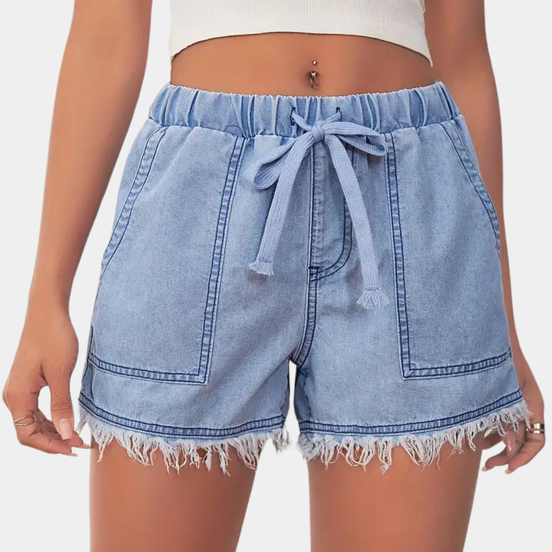 Rosalba - Short de mujer con elegante dobladillo de golf y cordón ajustable