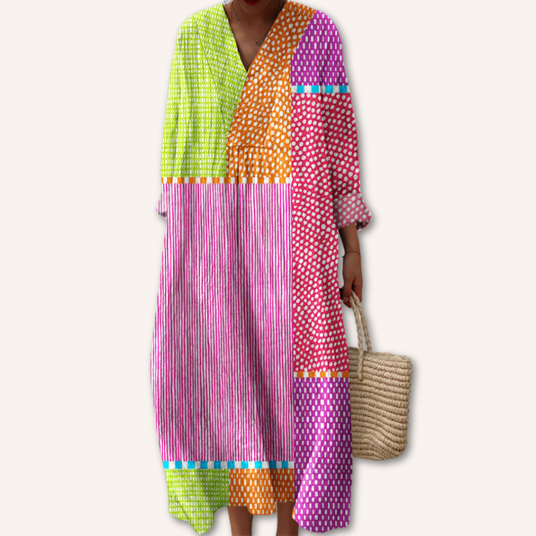 Renata|Vestido con estampado multicolor